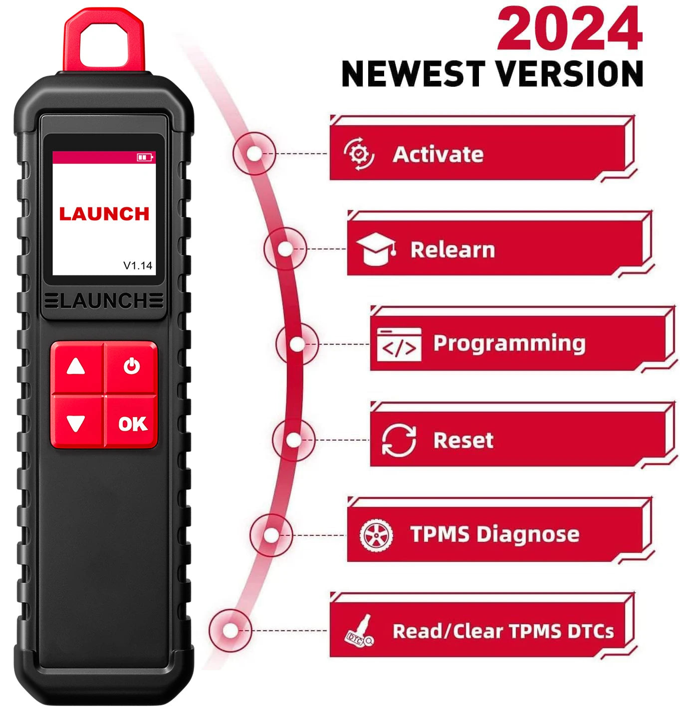 2025 LAUNCH X431 I-TPMS Car Tire Pressure Diagnostic Tool Relearn Active Program 315/433Mhz Sensor for Android /X431 V pk TSGUN
