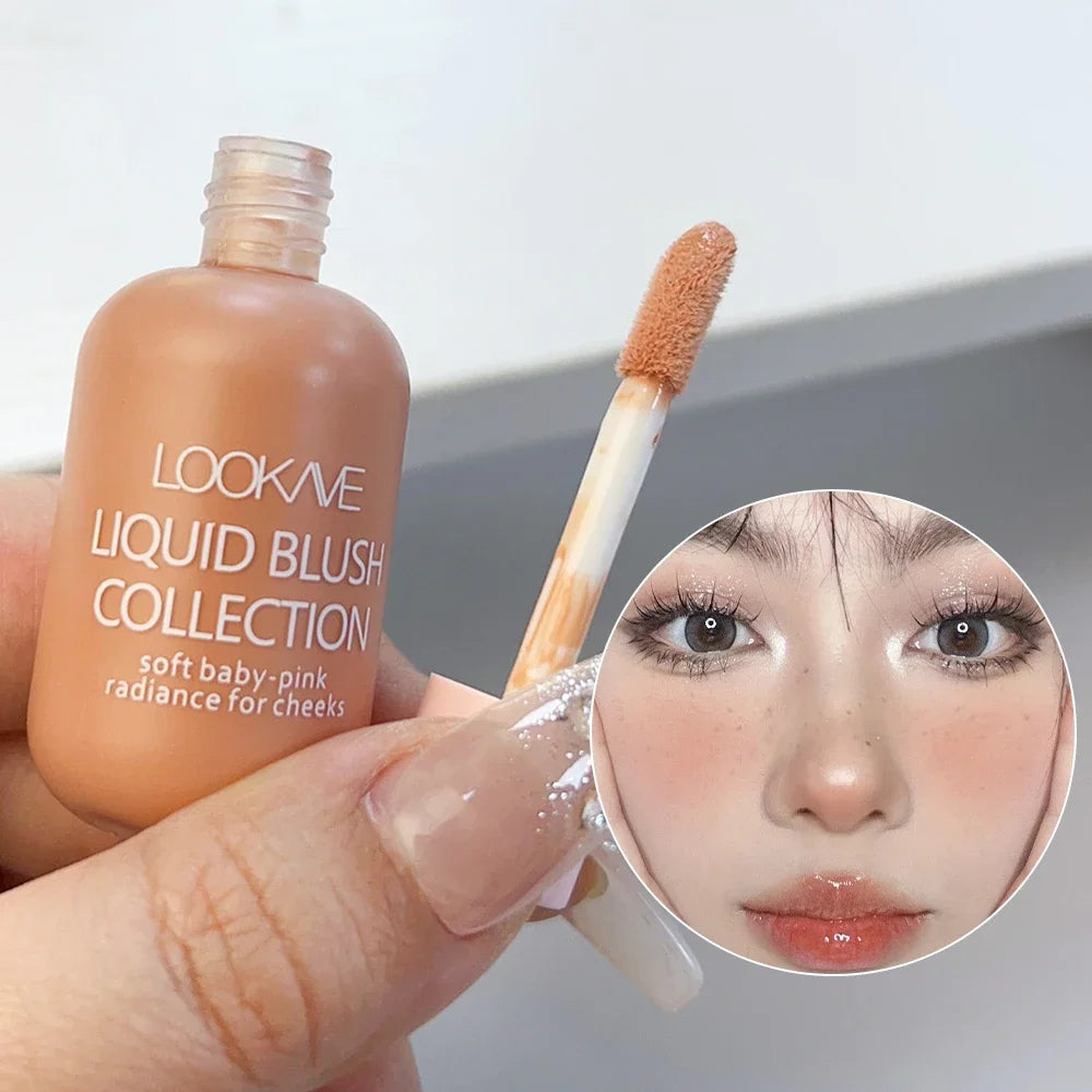 Mini Peach Pink Liquid Blush Waterproof Natural Cheek Blush Makeup Brighten Highlighter Professional Korean Makeup Cosmetic