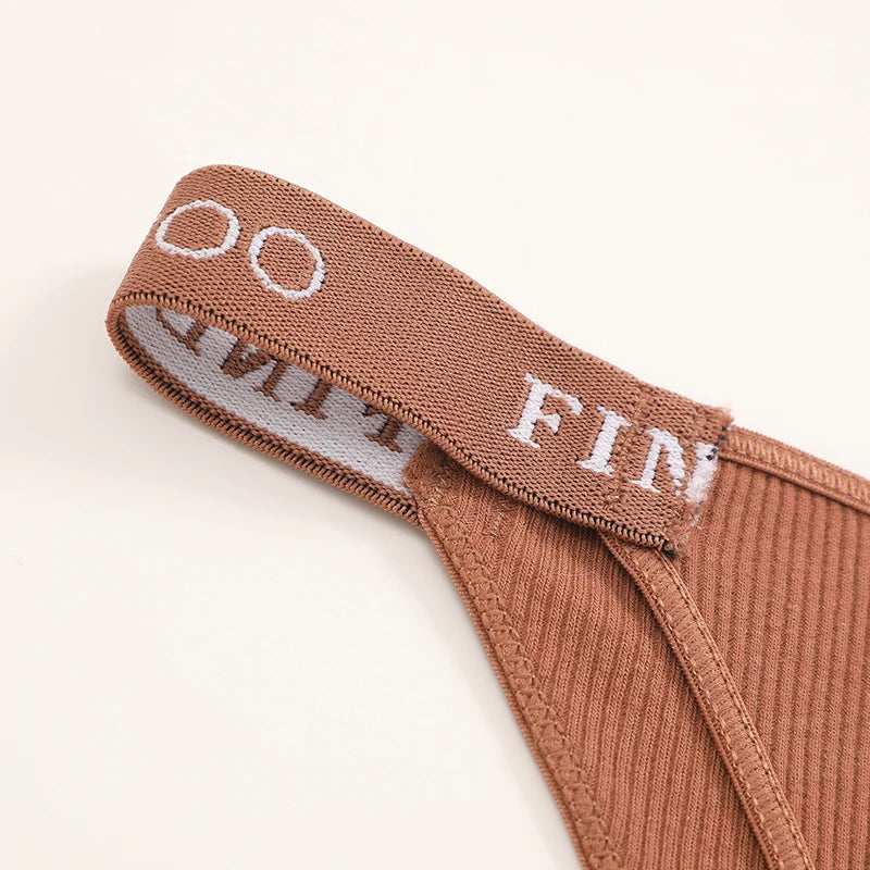 FINETOO 4Pcs/Set Cotton Letter Belt Underwear Women's Panties Sexy Low-Waist Bikini Underpants Female Breathable Briefs Lingerie