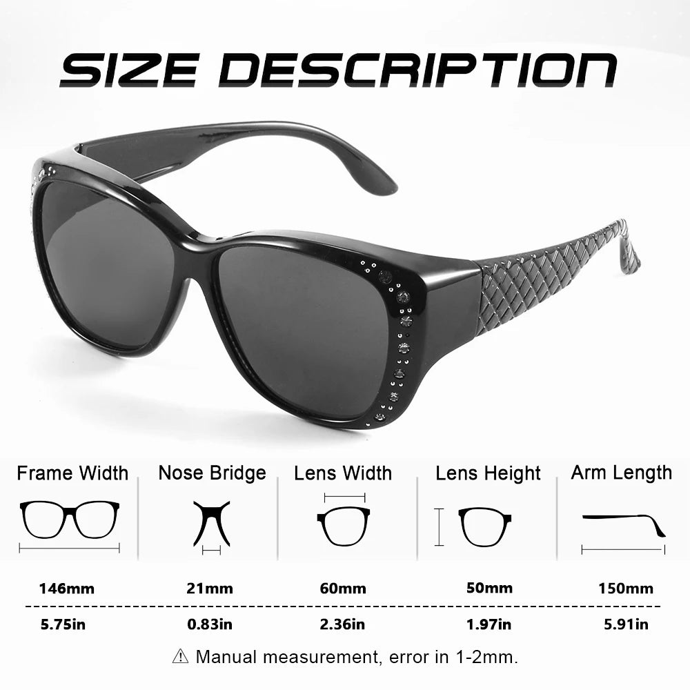 CRIXALIS Fit Over Cover Prescription Glasses Multifunction Sunglasses Women Oversized Driving Goggles Sun Glasses UV Protection