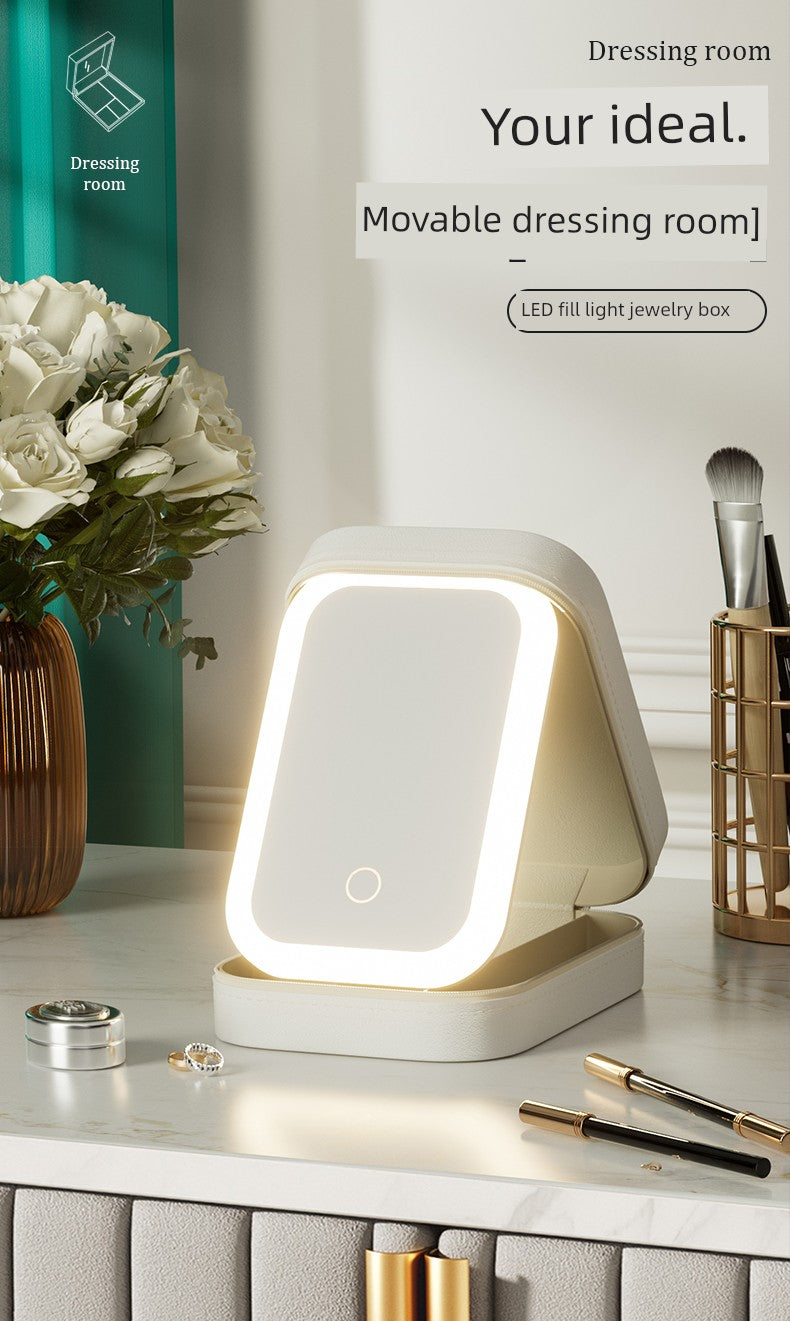 Carrying Foldable Storage Box Integrated Dormitory Makeup Mirror