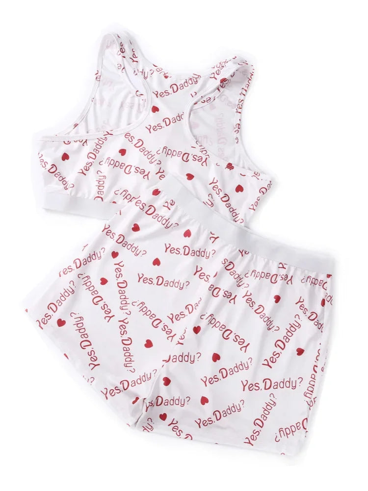 Sets for women 2 pieces Short Set 2024 New Casual Home Wear Printed Vest Crop Tops Shorts Set Tracksuits Sportswear Loungewear