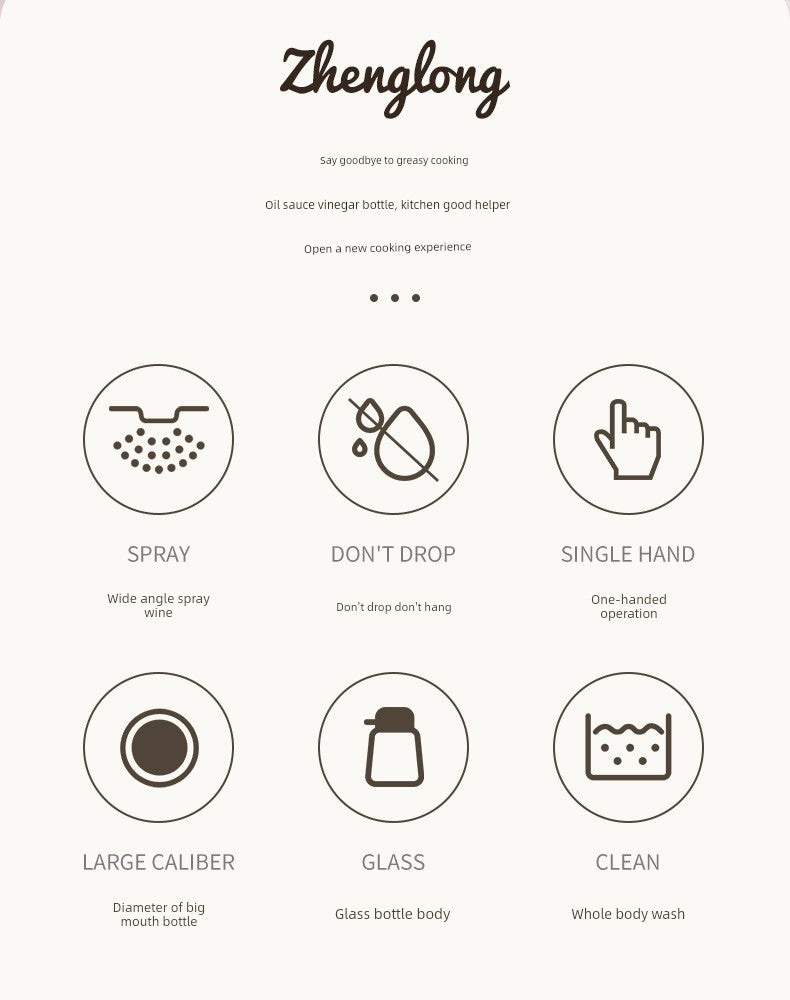 Glass Spray Oil Bottle Jar Spray Dual-Use Air Fryer Kitchen For Home Spray Oil Dispenser Oil Tank Seasoning Pour Oil