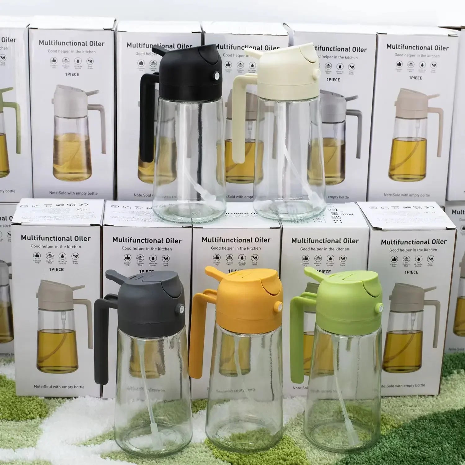 2in1 500ml Glass Oil Sprayer Oil Spray Bottle Oil Tank BBQ Kitchen Baking BBQ Picnic Kitchen Tools for Businesses