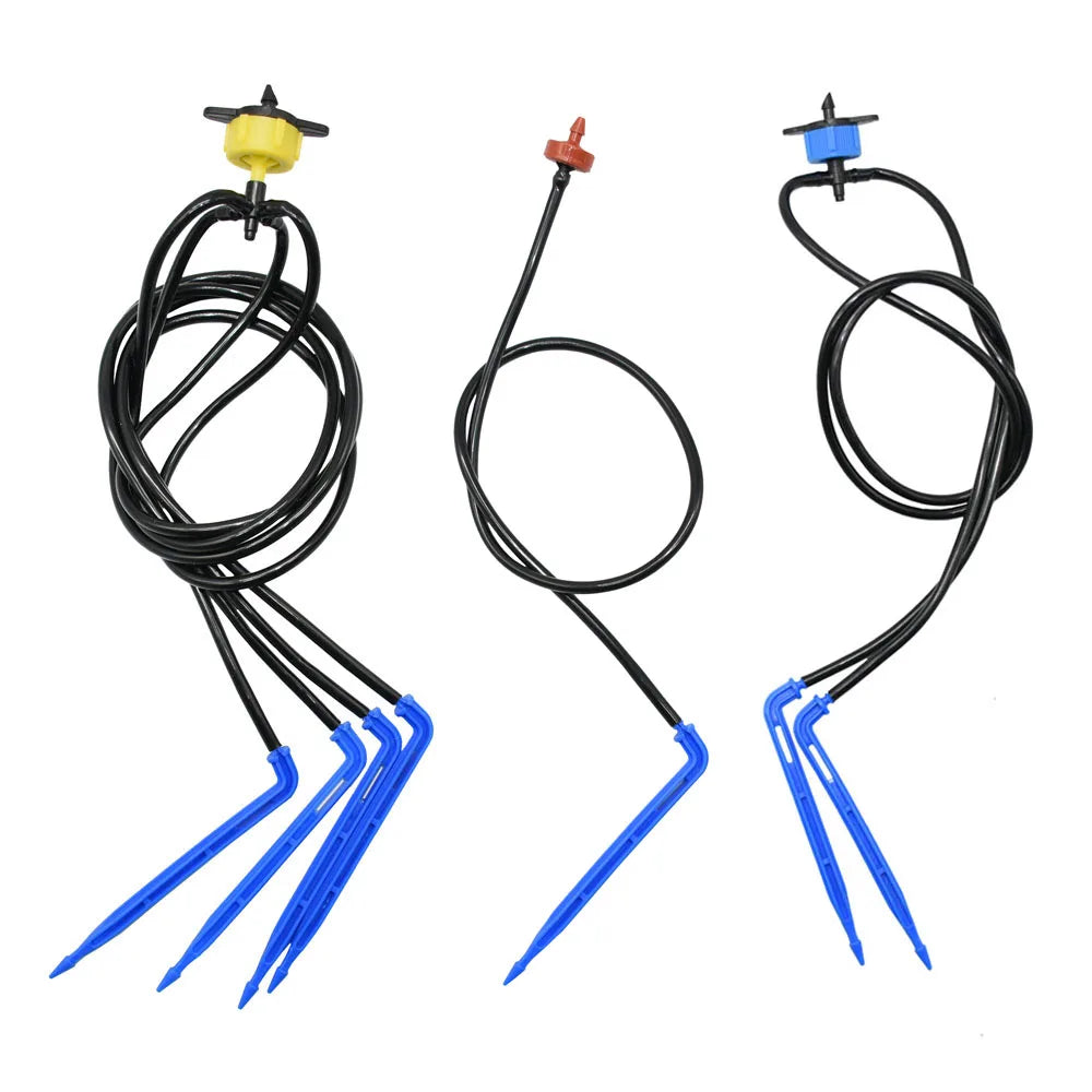 Gewächshaus Topf Gebogene Pfeil Dropper Micro Drip System 2L4L8L Druck Ausgleich Tropfer 3/5mm 2/4-weg Bewässerung Kit