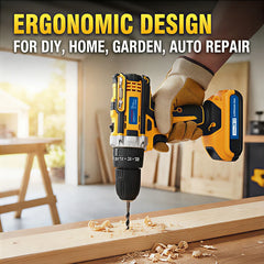 21V Electric Screwdriver Yellow Cordless Drill Set Household Power Drill Driver Home DIY Tool Kit