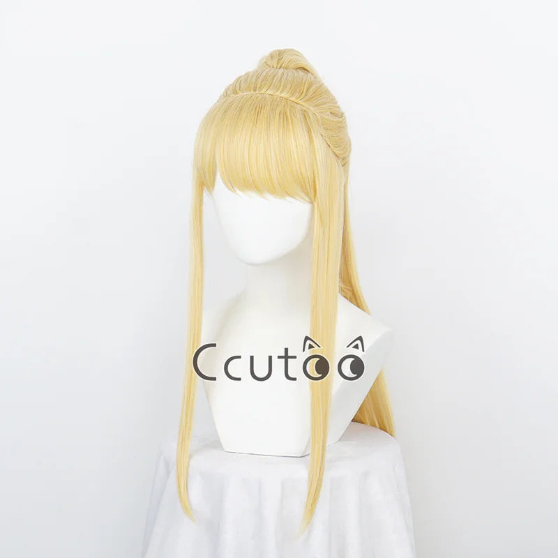 Winry Rockbell Wig From Anime FULLMETAL ALCHEMIST Golden Long Synthetic Hair Chip Ponytail Cosplay Costume Wigs
