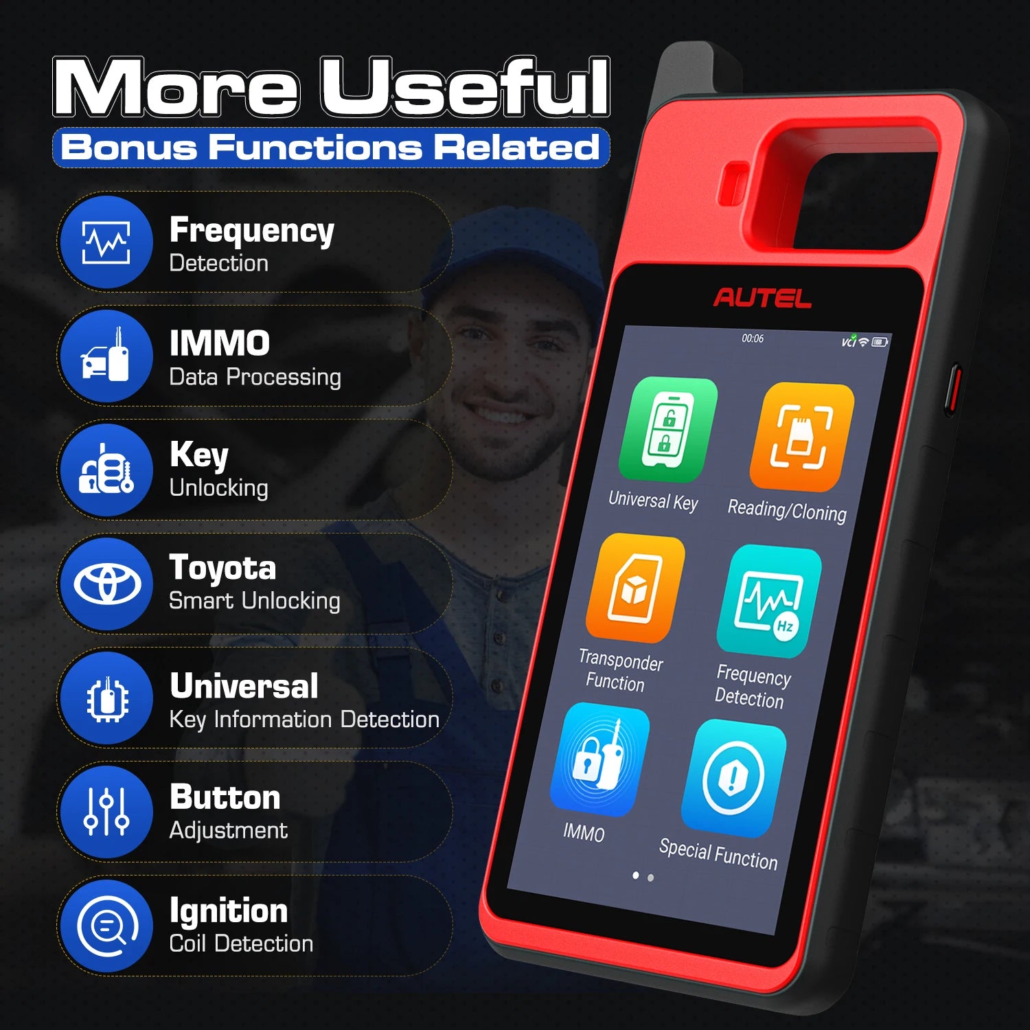 Autel MaxiIM KM100 KM100X Key Fob Programming Tools Auto key Programmer 60s Key Generation OBD IMMO Key Learning Key Free Update