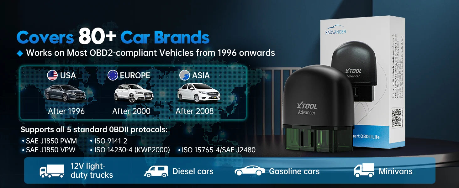 XTOOL Advancer AD20 OBD2 Scanner 2026 AI-assisted Tool Code Reader OBD 2 Diagnostic Tools Lifetime Free Updates Free Application