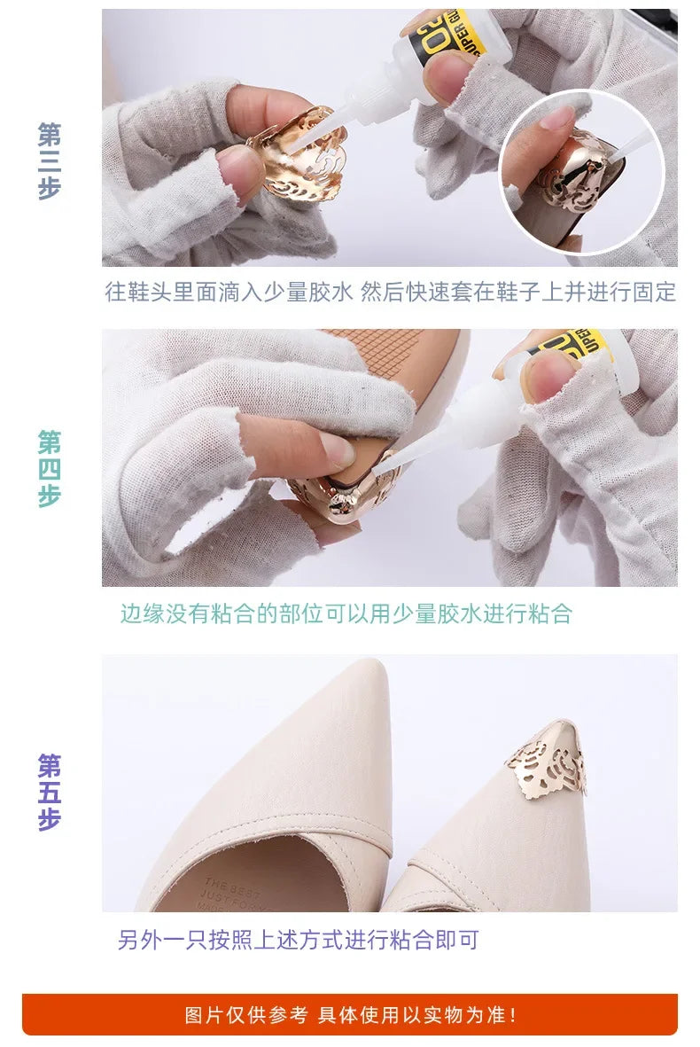 Women Shoes Point Protector Flat Shoe Tips Cap Accessorices High Heel Metal Toe Cap Wear and Tear Concealer Anti-kicking Leather