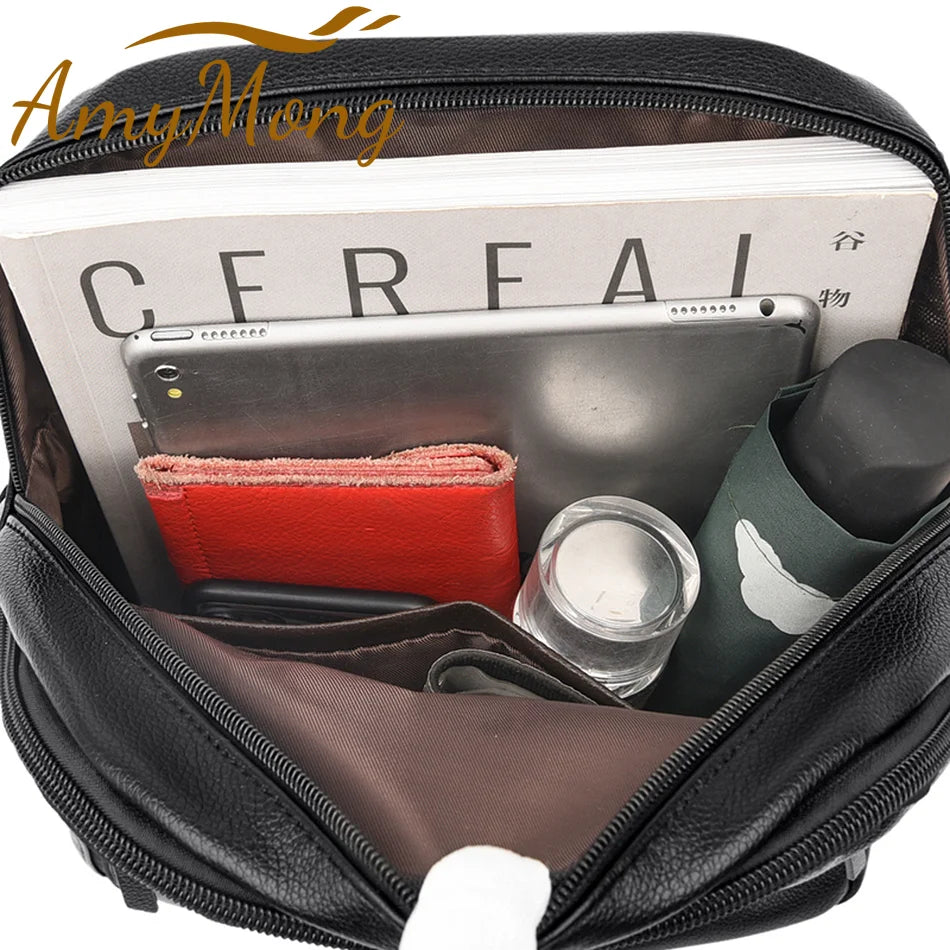 Damen Rucksack mit großer Kapazität, Geldbörsen, hochwertiges Leder, Vintage-Tasche, Schultaschen, Reiserucksack, Damen, Büchertasche, Rucksack