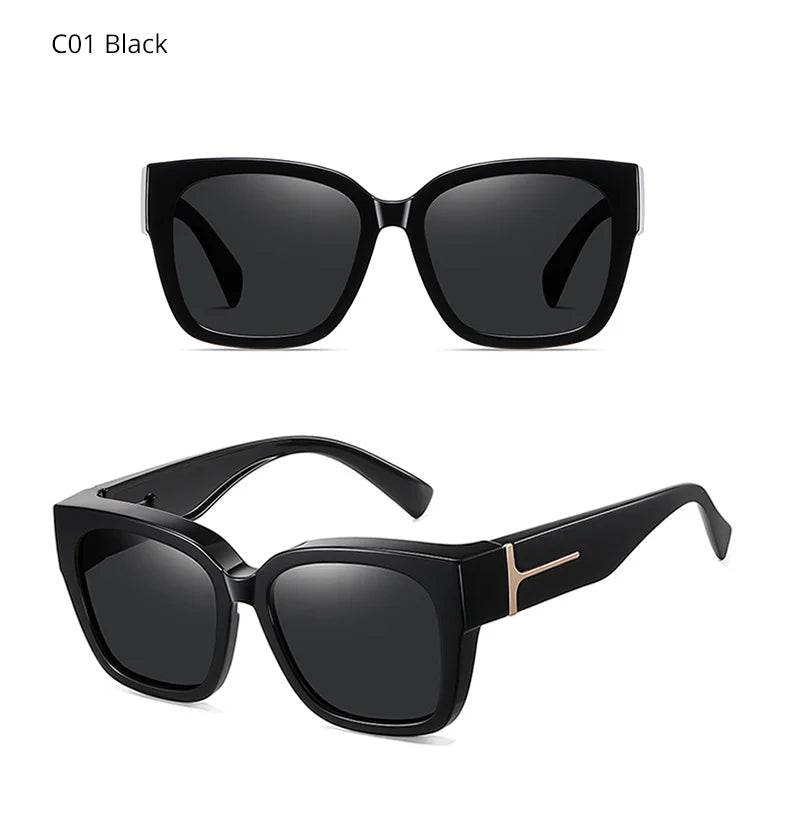 Ralferty Oversize Sunglasses Overlay Polarized UV400 Anti UVA UVB TR90 Light Weight Can Cover On Glasses Driver Shades Women