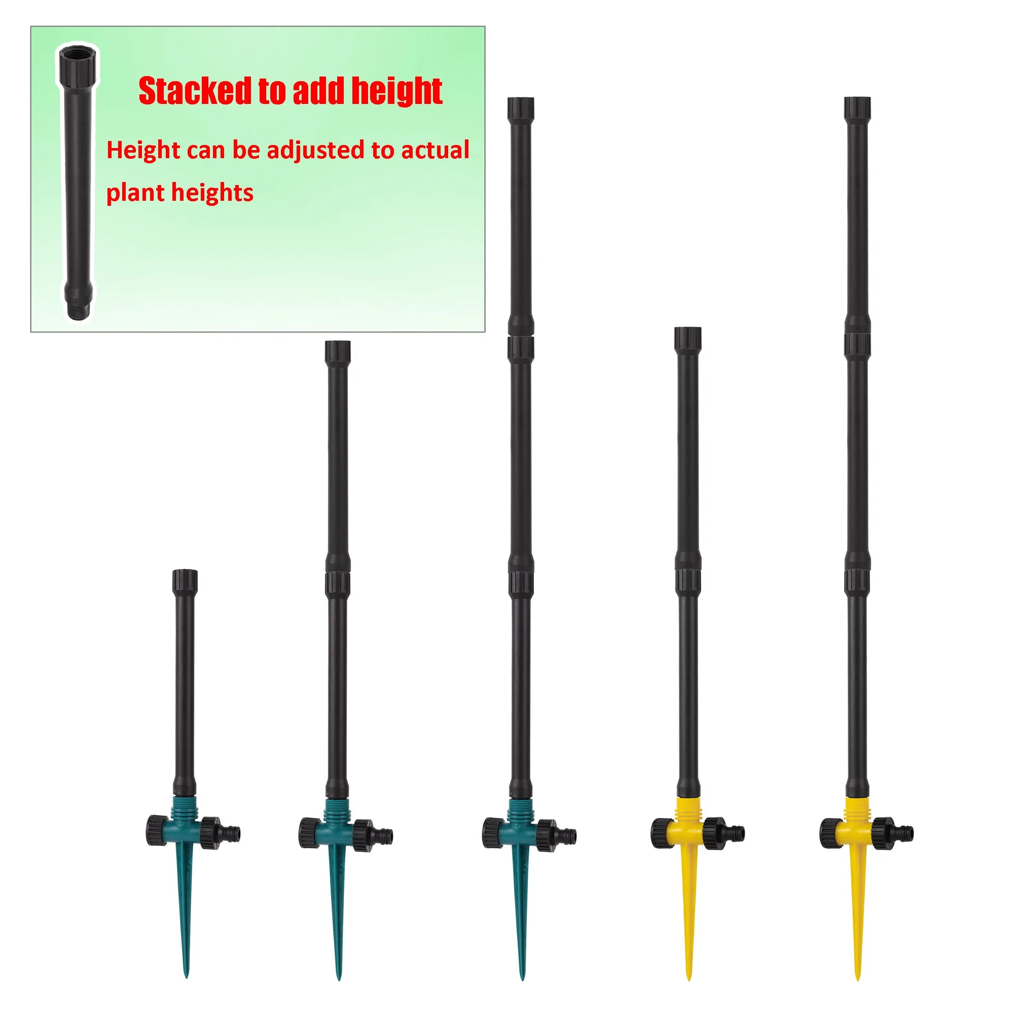 Boquilla de aspersor de impacto de doble salida con chorro giratorio de 360 ​​grados para riego agrícola de jardín, rosca macho de 1/2"