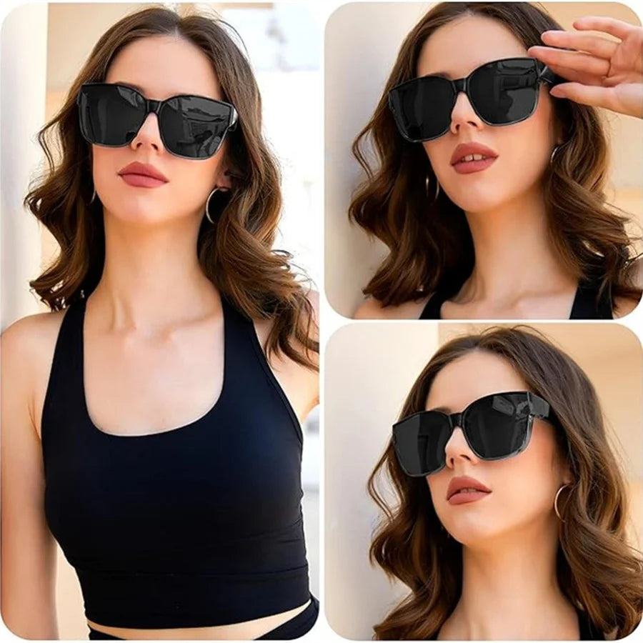 Cool&Ku Women Men Polarized Fit Over Sunglasses Oversized Trendy Square Cat Eye Wear Over Glasses