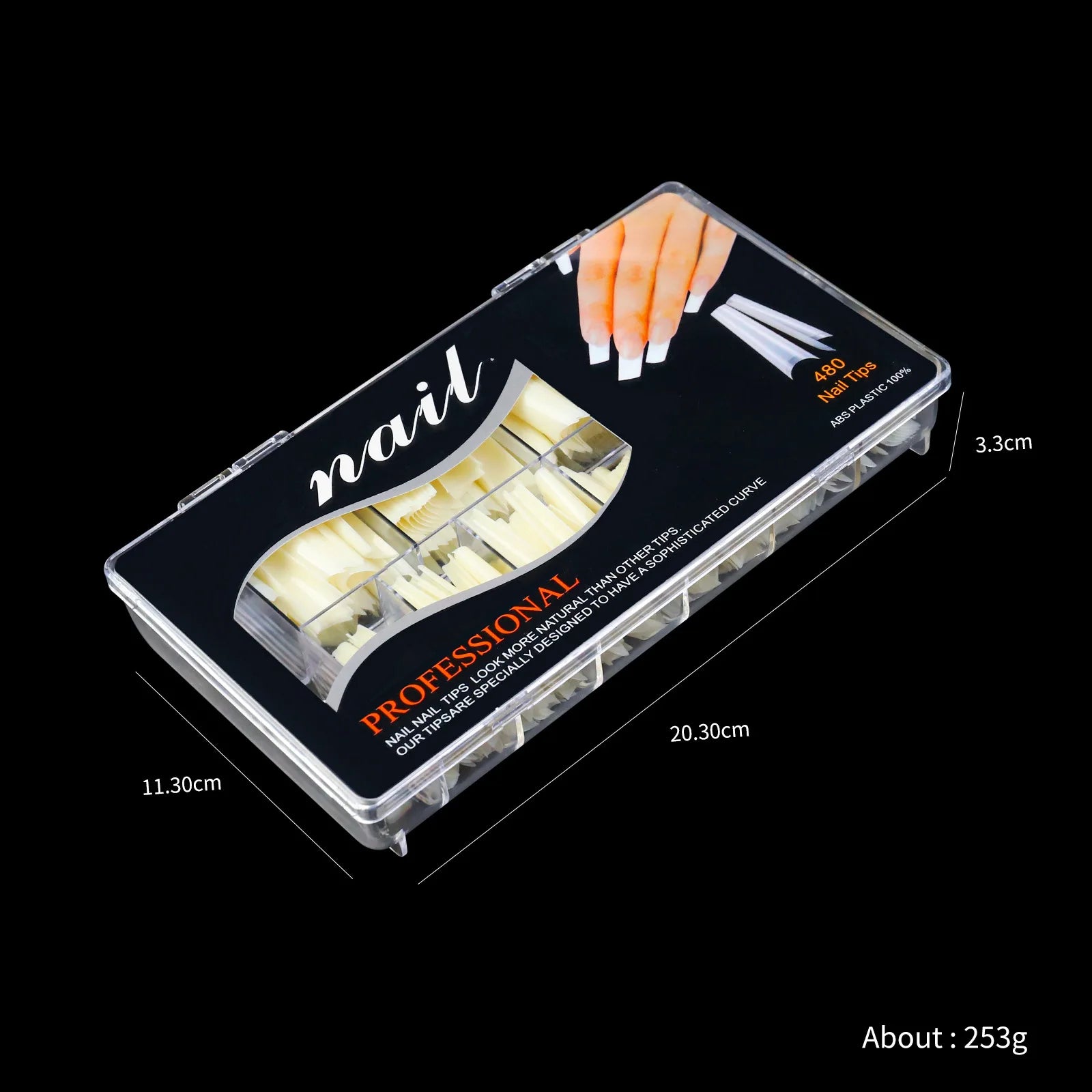 400-500 Pcs/Set XXL Extra Long Square False Nail Tips C Curved Nails Manicure Nail Art Decoration Tools Acrylic Fake Nails