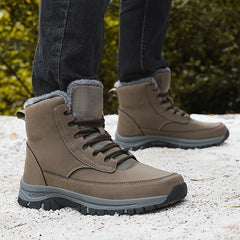 Botas de nieve de invierno para hombre, zapatillas de deporte altas a la moda, impermeables, botas de felpa cálidas para hombre, botas de senderismo para exteriores para hombre, zapatos de trabajo, talla 48