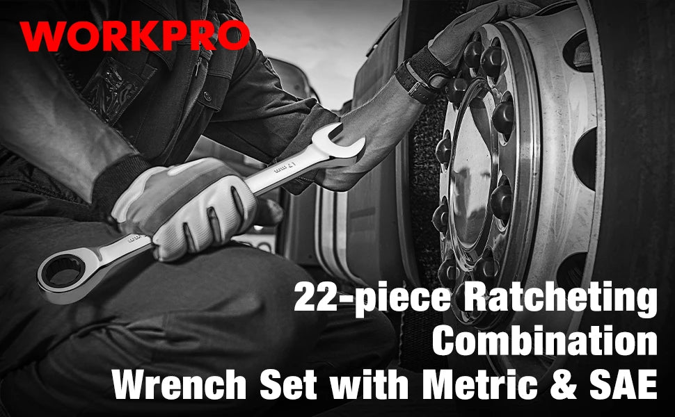 WORKPRO 23pc Ratcheting Wrench Set  with Box ,72 Teeth Wrench with Box, Wrench Repair  Tool Set
