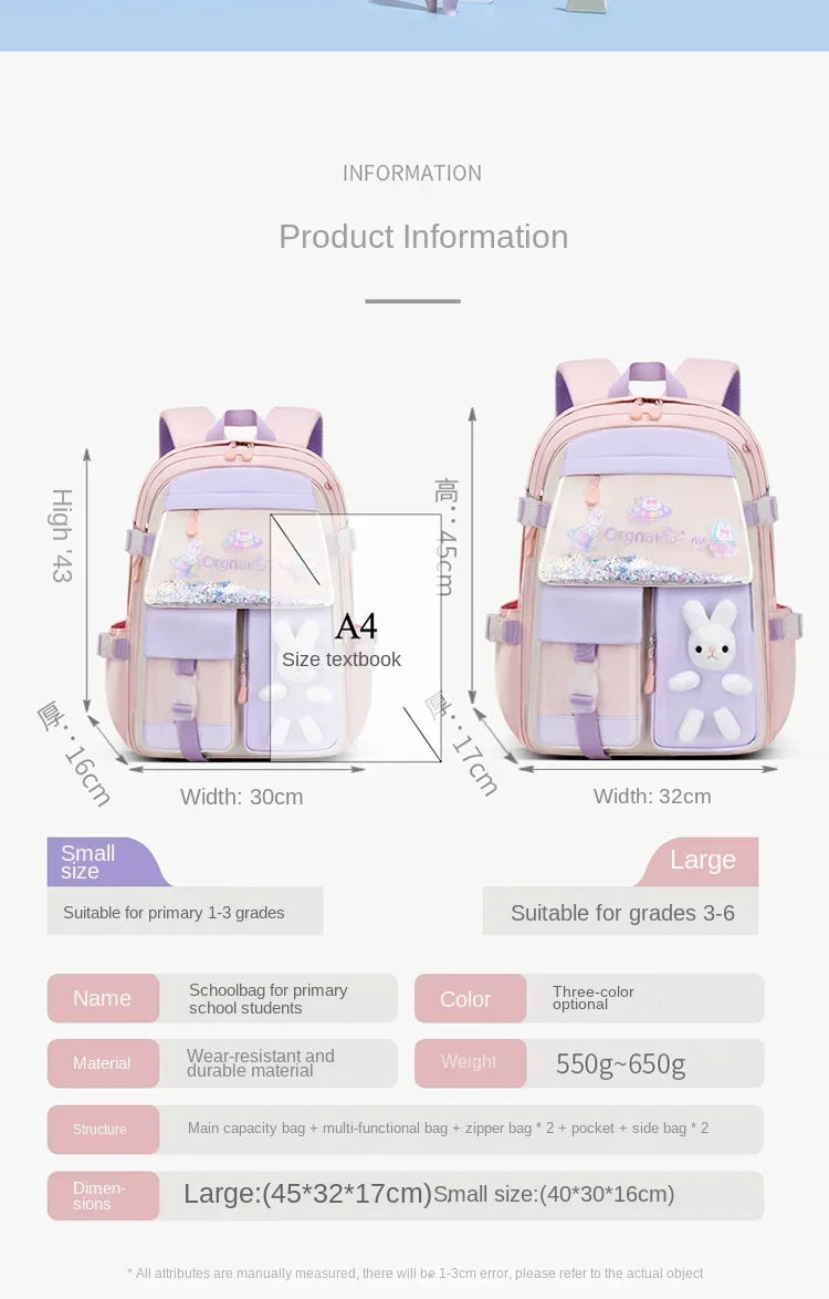 Backpack New Girl Primary School Student Bag Cute Cartoon Kid Junior High School Shoulder Bag Waterproof Children Schoolbag