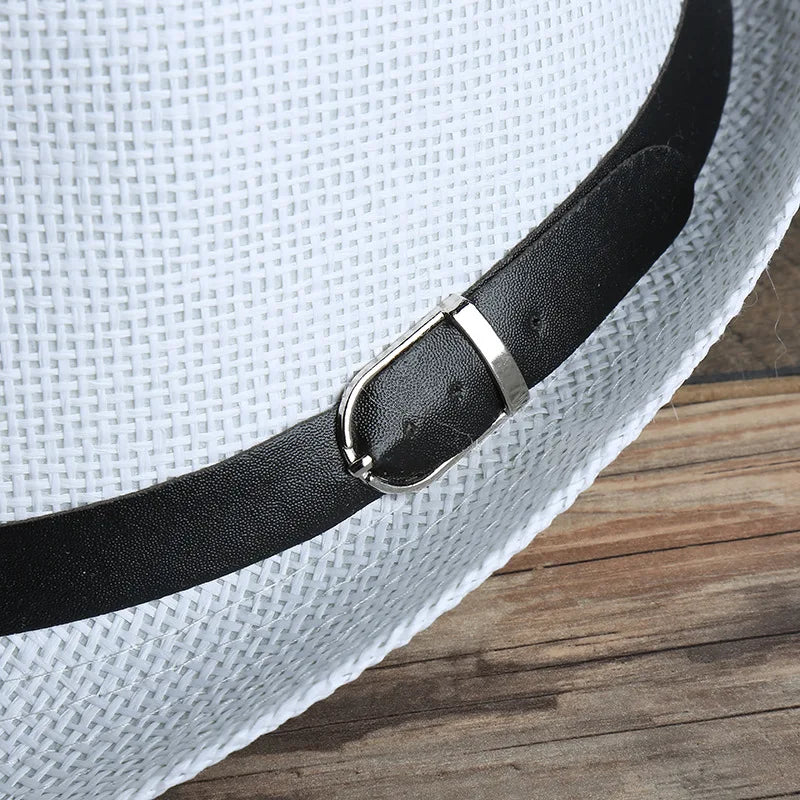 Gentleman Sun Hat Holiday Men Straw Hat Cowboy Summer Retro Panama Travel Journey Casual Caps Elegant Male Chapeau Wide Brim