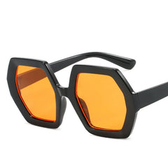 Quadratische, unregelmäßige Sonnenbrille für Damen, übergroß, Polygon, Luxus, gelbe Farbtöne, Sonnenbrille, weiblich, elegante Polygon-Brille, UV400