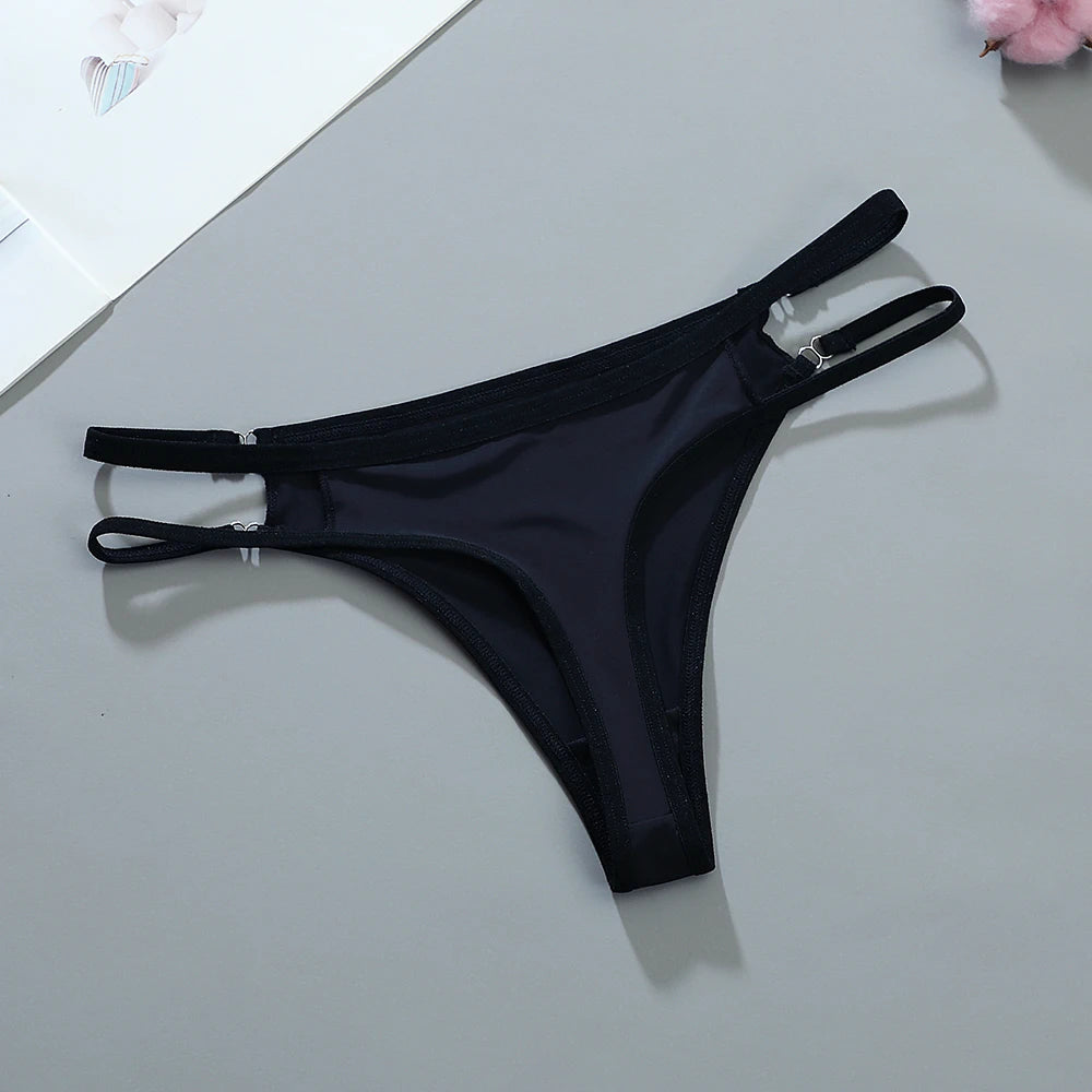 Sexy Female Llingerie  Women's Double Strip Waistband Patchwork G-String Ice Silk Thong Underwear Female Intimate Lingerie Panti
