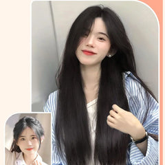 YANKUN 60cm Korean Ins Style Long Wig for Women Big Wave Curly Hair Nature High-quality Wigs with Hairnet Simulate Hair Atmosphe