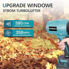 YOFIDRA 28000RPM Electric Air Blower 576 km/h Cordless Leaf Blower Clean Fallen Leaves Dust Snow Tool For Makita Battery Pin