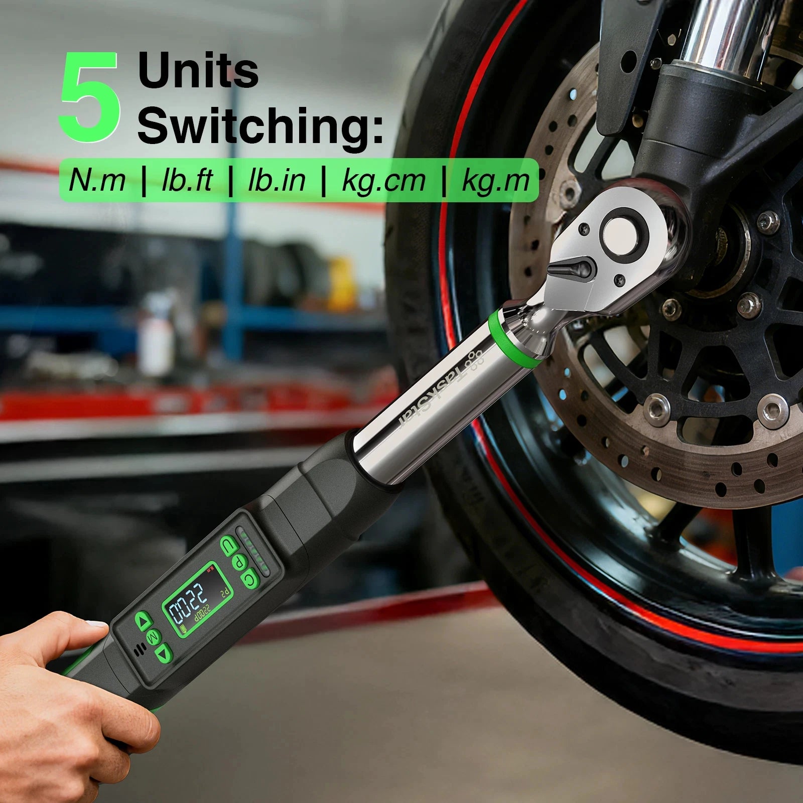 TaskStar 3/8'' Digital Torque Wrench w/1/4 1/2-inch Adapter Bidirectional Ratchet Head Mini Electronic Torque Wrench 2% Accuracy