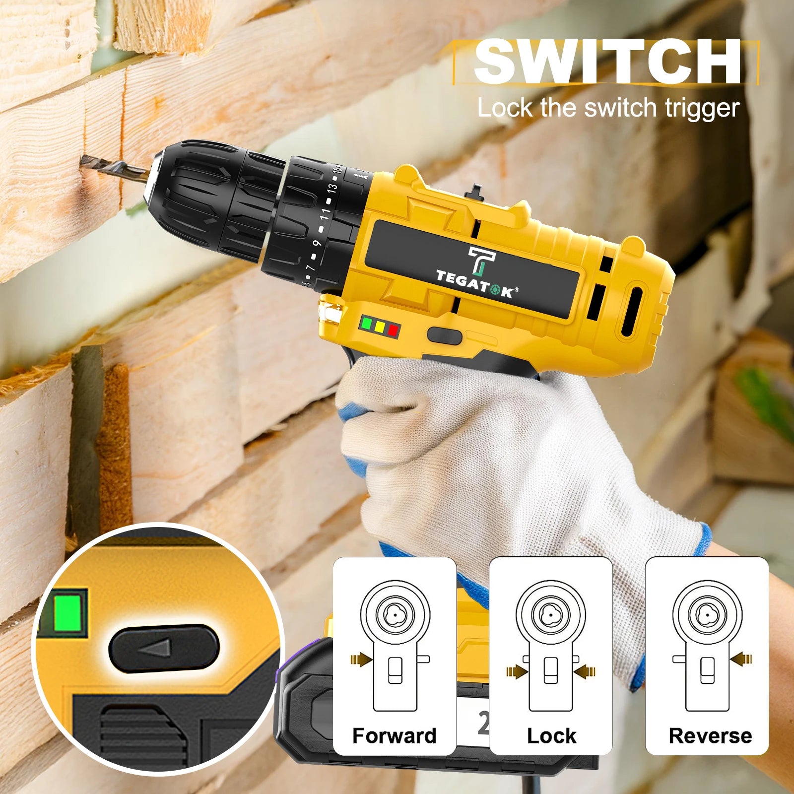 45N.M Electric Screwdriver 20+3 Household DIY Impact Drill LED Two Speed Electric Drilling Tool For Makita 20V Battery