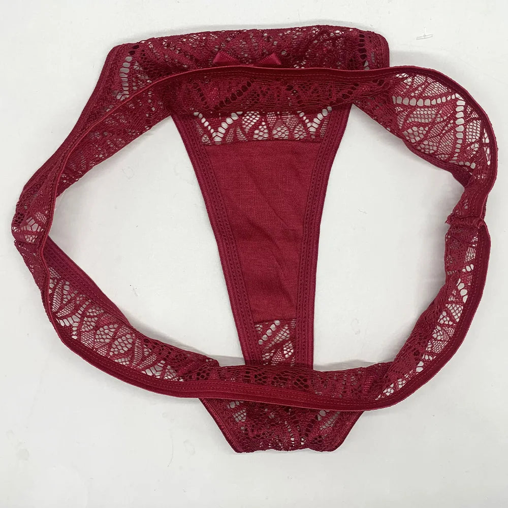 Solid Panties For Women Plus Size Low Lace Patchwork Panties Sexy Thong Waist Sexy Lingerie For Women Lenceria Femenina Трусы