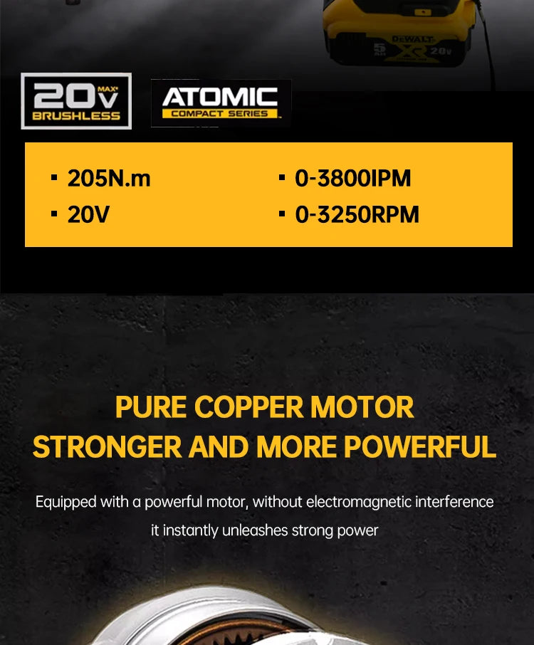Dewalt DCF880 Cordless Electric Brushless Wrench Impact LED Light 3250RPM 205N.m Wireless Power Tool for Home Improveme