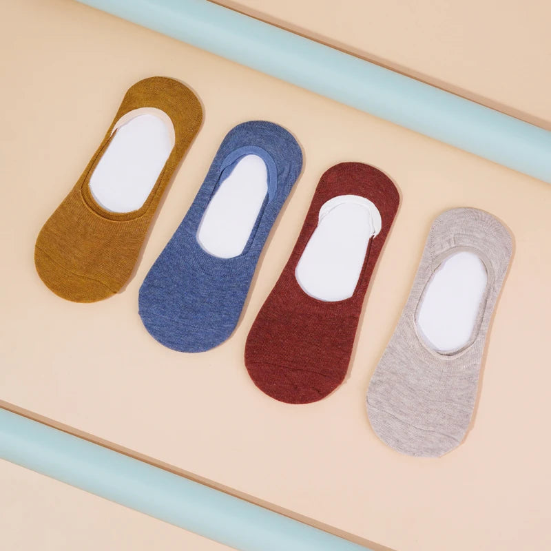 10 Pieces = 5 Pairs Women Invisible Boat Socks Spring Summer Solid Color Fashion Wild Shallow Mouth Felmen Slipper Cotton Sock