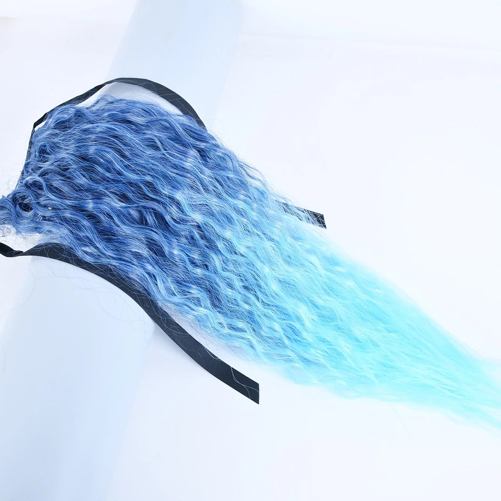 Jeedou Synthetic Long Kinky Curly Hair Ribbon Ponytail Extension Brown Blue Pink Purple Naturl Color Ponytails