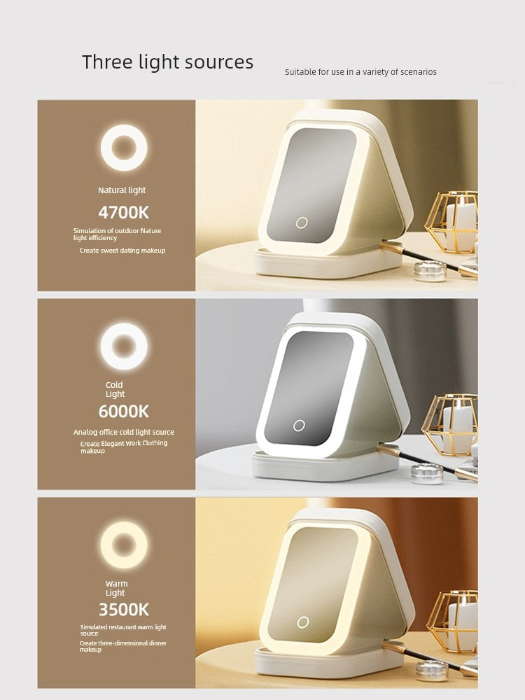 Carrying Foldable Storage Box Integrated Dormitory Makeup Mirror