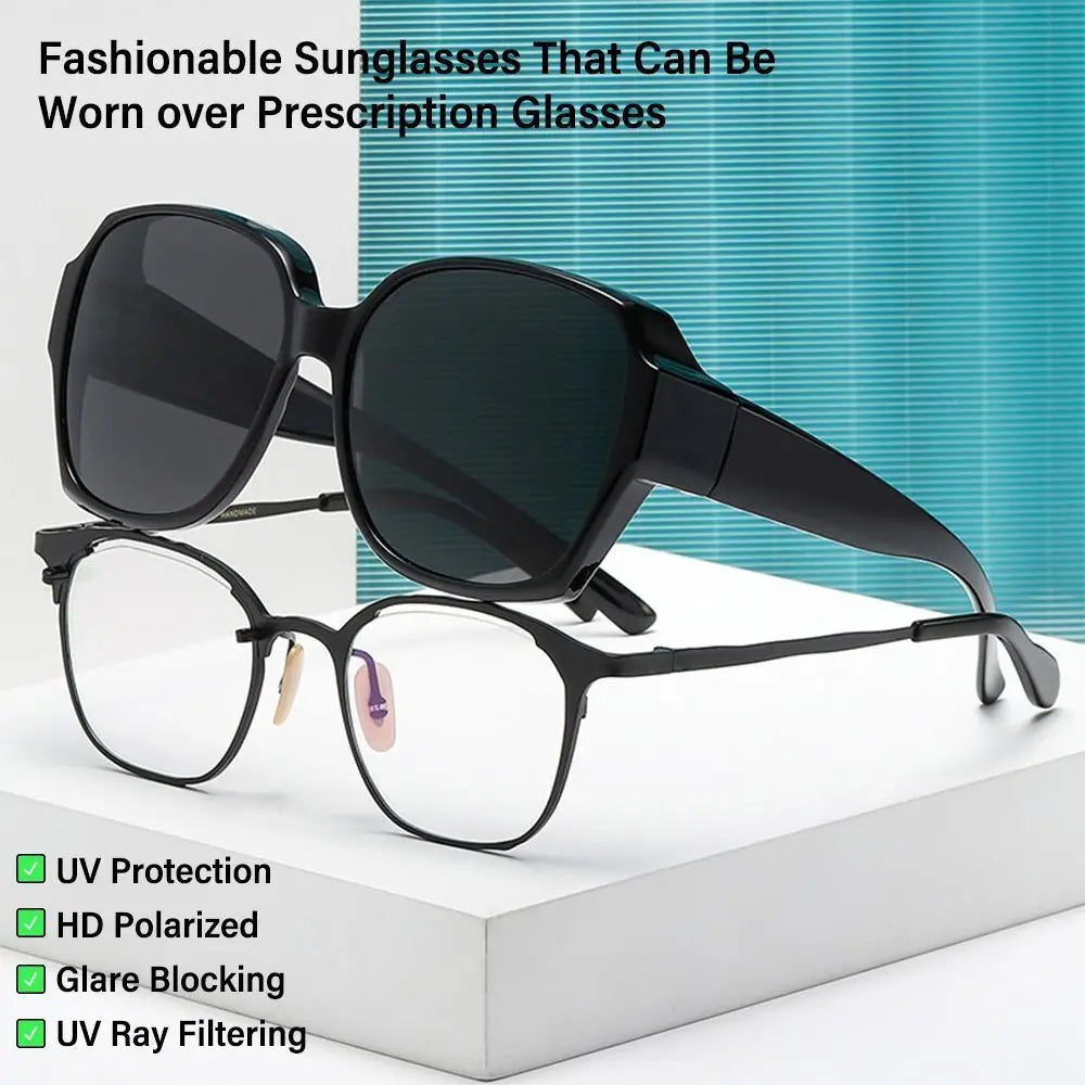New Fashion Polarized Sunglasses Cover Over Myopia Prescription Glasses Portable Men Women Vintage Fishing Driving Eyewear