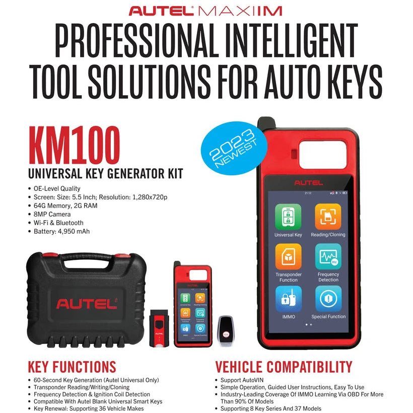 Autel MaxiIM KM100 KM100X Key Fob Programming Tools Auto key Programmer 60s Key Generation OBD IMMO Key Learning Key Free Update