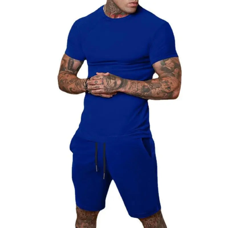 Men's T-Shirt Sets And Shorts Fashion Men's T-shirt Short Sleeve+Shorts 2-Piece Set Oversized Casual Beach Sport Man Suit