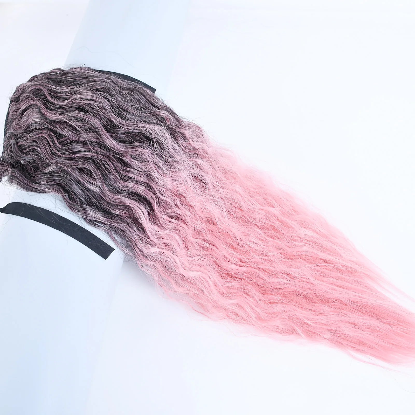 Jeedou Synthetic Long Kinky Curly Hair Ribbon Ponytail Extension Brown Blue Pink Purple Naturl Color Ponytails