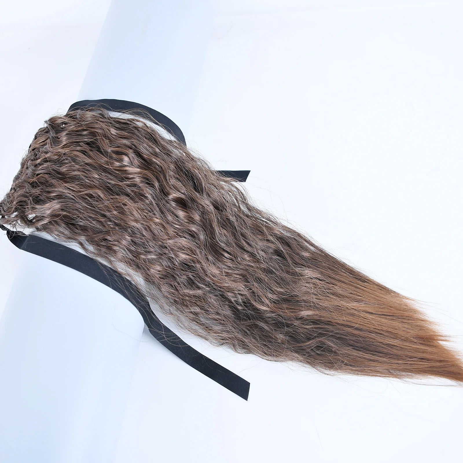 Jeedou Synthetic Long Kinky Curly Hair Ribbon Ponytail Extension Brown Blue Pink Purple Naturl Color Ponytails