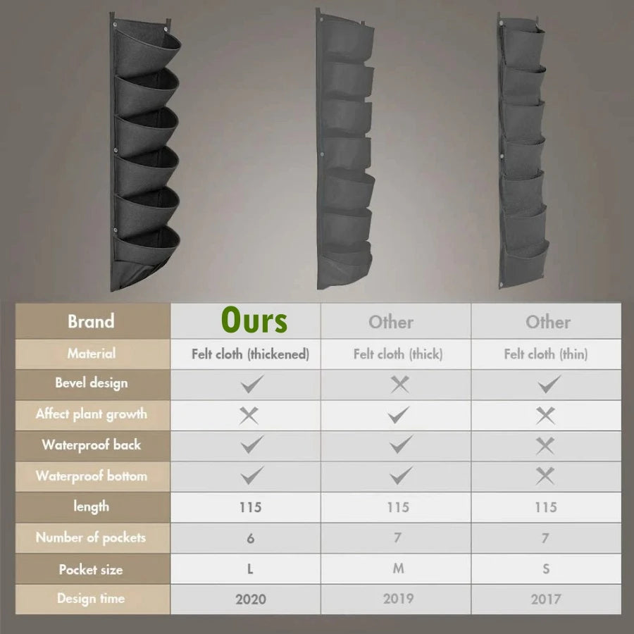 Bolsas para macetas verticales colgantes de pared, impermeables, con 4, 6 y 9 bolsillos, para plantar flores, para interiores y exteriores, patios, jardines, vallas y hogares