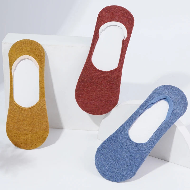 10 Pieces = 5 Pairs Women Invisible Boat Socks Spring Summer Solid Color Fashion Wild Shallow Mouth Felmen Slipper Cotton Sock