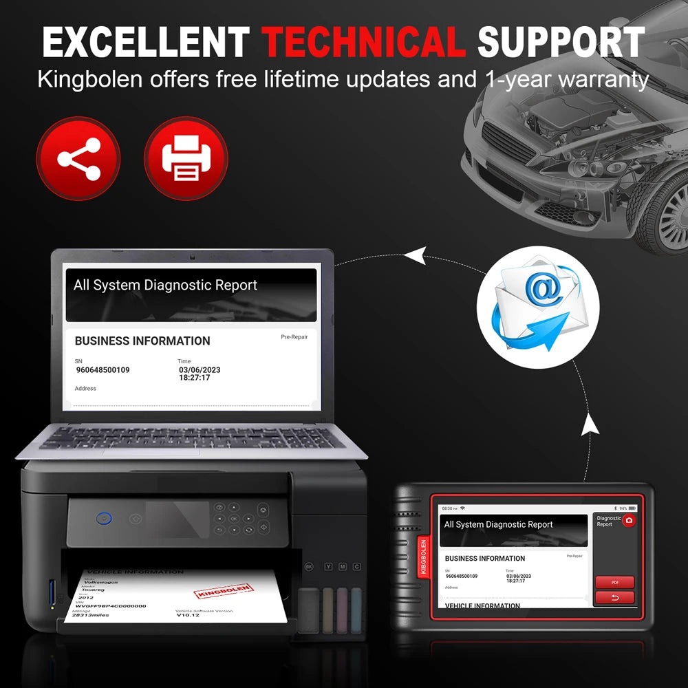 KINGBOLEN S6 OBD Automotive Scanner Bluetooth All System Car Diagnostic Tools 28 Resets IMMO/BMS/TPMS/ABS Bleeding Lifetime Free