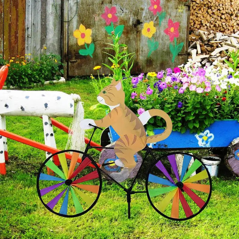 Tier Fahrrad Wind Spinner Katze Welpen Windmühle Outdoor Garten Dekoration Windrad Haus Hof Kunst Dekoration Geschenk