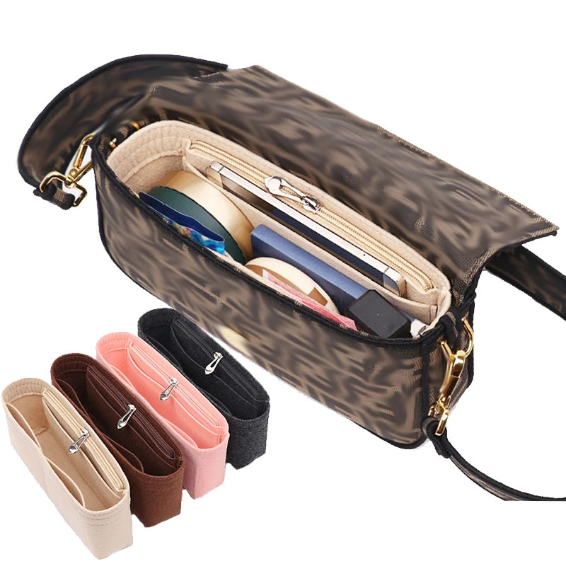 Filzstoff-Einsatztaschen-Organizer, passend für Damen-Baguette-Taschen, Make-up-Tragetaschen, Handtaschen-Organizer, Reise-Innentasche, Kosmetiktaschen