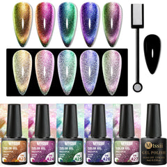 MTSSII Cat Magnetic Nail Gel Polish Set With Magnetic Stick Reflective Glitter Magnetic Gel Kit Soak Off Nail Art Varnishes