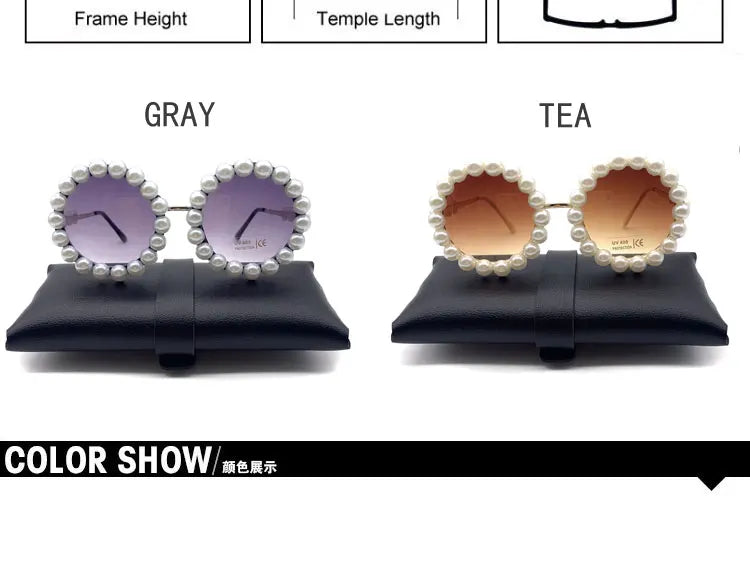 Pearl Round Sunglasses Women Small Frame Oval Vintage Sunglasses Luxury Brand Designer Elegant Retro Steampunk Sunglasses Men