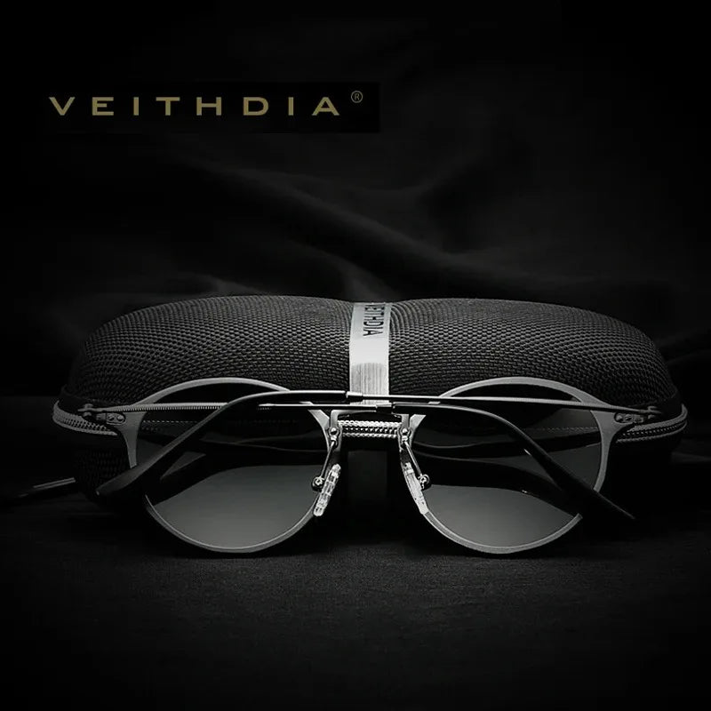 VEITHDIA Men Sunglasses Fashion Round Unisex Sun Glasses Polarized Coating Mirror Sports Driving Male Eyewear For Women 6358
