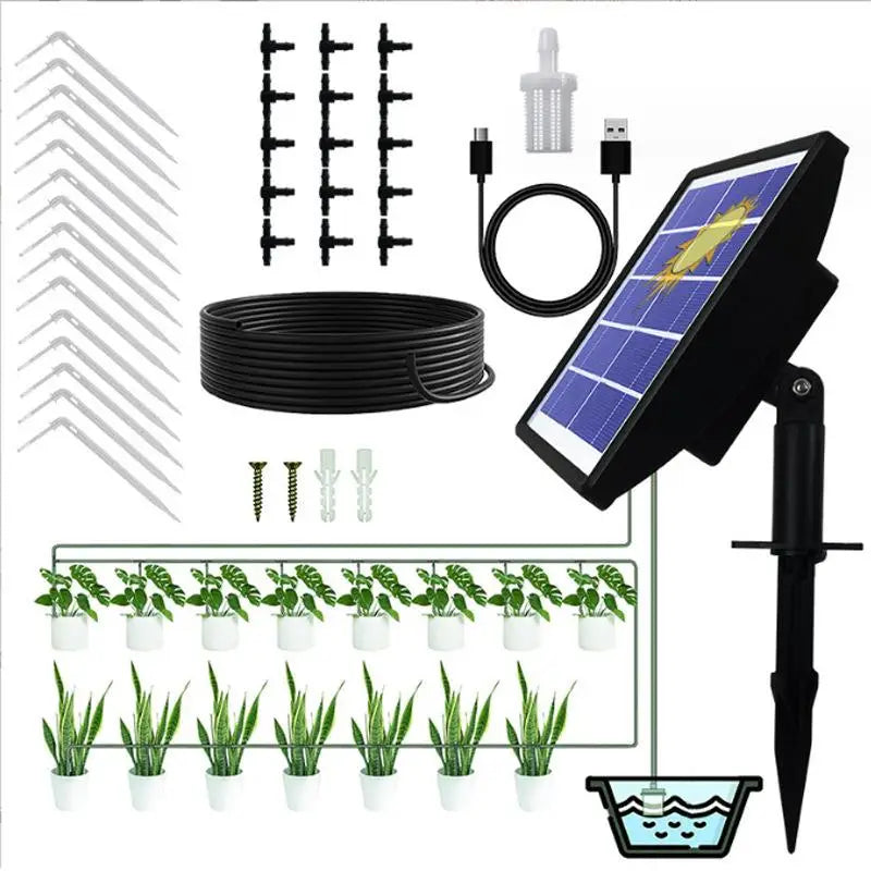 Sistema de riego solar Sistema de riego automático solar Kit de riego por goteo automático con energía solar Dispositivos de riego automático con sensor de agua