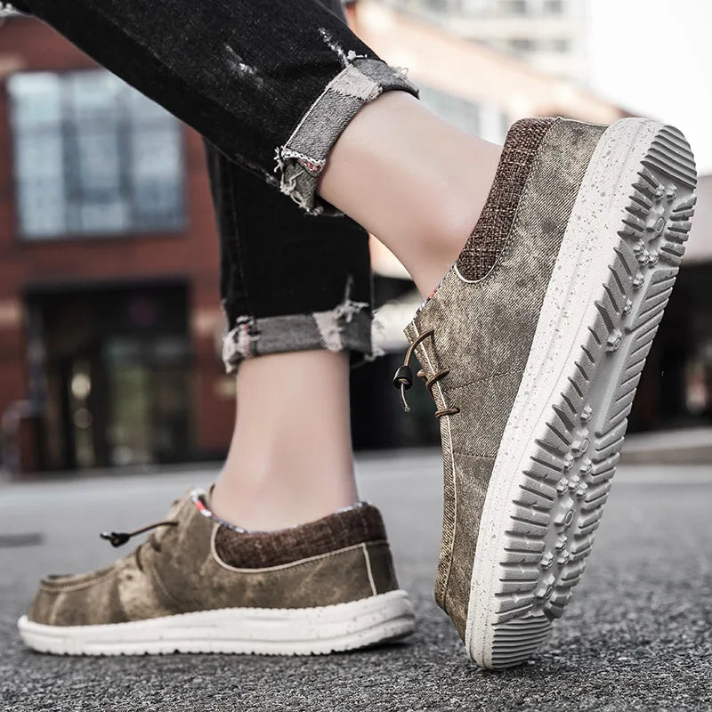 New Casual Slip-on Canvas Shoes For Men Fashion Blue Lightweight Men's Loafers Trendy Flat Comfortable Breathable Men's Sneakers