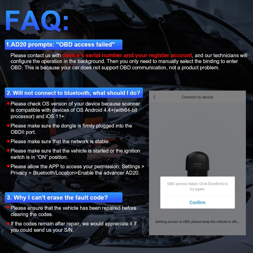 XTOOL Advancer AD20 OBD2 Scanner 2026 AI-assisted Tool Code Reader OBD 2 Diagnostic Tools Lifetime Free Updates Free Application